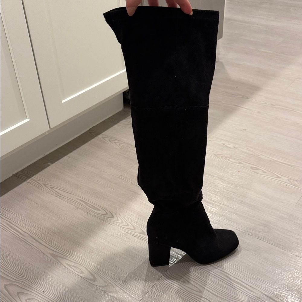Knee High Black Suede Boots